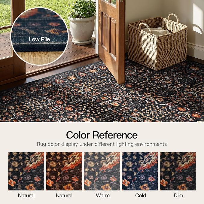 Lofus 8x10 Large Area Rug for Living Room & Bedroom Washable Non-Slip Brown/Orange