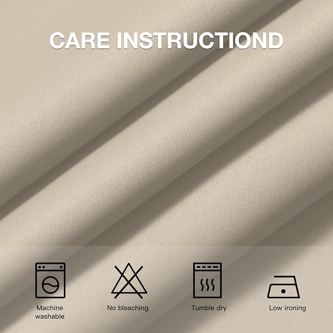 COSVIYA Grommet Blackout Room Darkening Curtains 84 inch Length 2 Panels,Thick Polyester Light Blocking Insulated Thermal Window Curtain Drapes for Bedroom/Living Room,Beige 52x84 inches