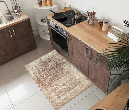 Keen Home Design 24"x36" Rug - Machine Washable Entry Rug with Non-Slip Backing, Ideal for Enteryway, Kitchen, Bathroom, Laundry Room - Vintage, Easy Clean, Durable, Low Pile - (2' x 3')