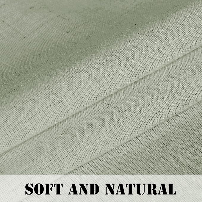 H.VERSAILTEX Sage Curtains 63 Inch Length for Boys Bedroom 2 Panel Rod Pocket Light Filtering Semi Translucent Cotton Textured Soft Linen Curtain for Living Room Dining Kitchen Farmhouse Kids Room
