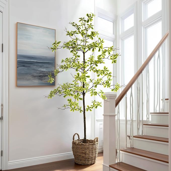 Erimda Faux Black Olive Tree 6ft, Faux Plants Indoor Large Tall Tree Artificial Shady Lady Tree with Natural Wood Trunk & Realistic Leaves, Fake Olive Plant for Home Office Indoor Decor
