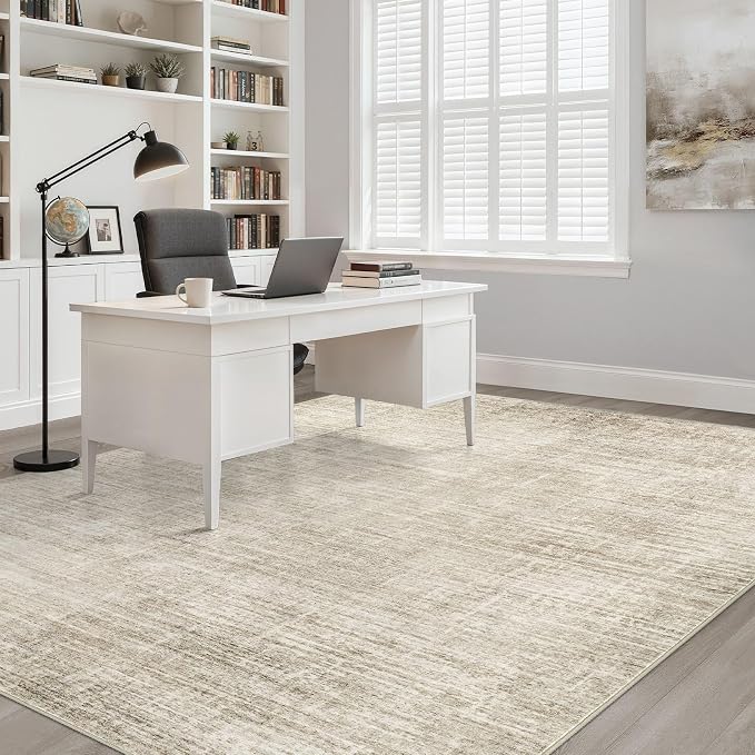 5x7 Area Rugs Living Room: Washable Large Neutral Beige Rug Abstract Soft Modern Stain Resistant Indoor Floor Non-Slip Carpet for Bedroom Nursery Kids Office Playroom Dining Room Under Table Home