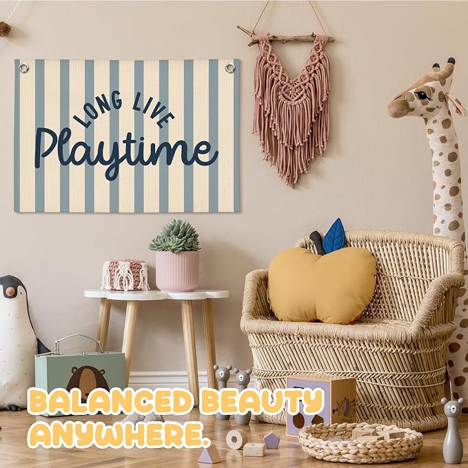 Playroom Wall Decor, Long Live Playtime Linen Canvas Banner, Toddler Playroom Decor Kids Room Nursery Wall Decor for Toddler Boys Toy Room Bedroom, 30x20 Inch