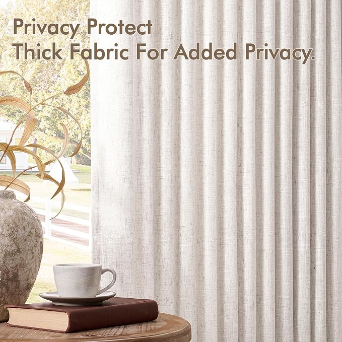 MIULEE Pinch Pleated Thick Linen Curtains 36 Inches Long 2 Panels for Kitchen Bedroom, Linen Textured Memory Trained Small Short Drapes Pleat Back Tab Light Filtering Natural Half Window Curtains