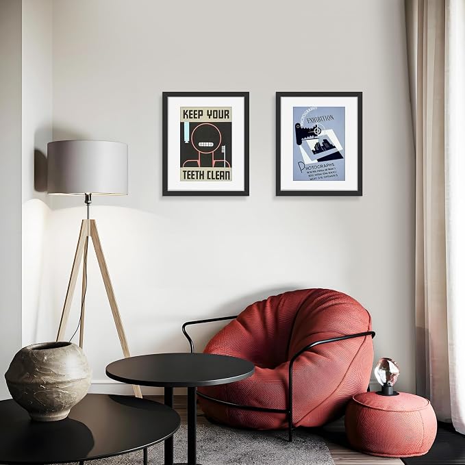 Picrit 14x17 Picture Frame 3 Pack, Black Poster Frame, Display Poster 10 x 14 with Mat or 14 x 17 without Mat for Horizontal or Vertical Wall Mounting