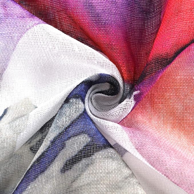 Taisier Home Stylish Living Elegant Abstract Colorful Curtains Printed,Colorful Sheer Curtain Print,Fashion Curtain 72 Inch Lenth for Bedroom(Floral Print Curtain 2 Panels Set)