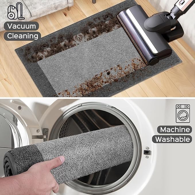 Machine Washable Runner Rug 32" x 144", Non Slip Kitchen Rug for Floor, Absorbent Entrance Rug for Hallway, Bedroom, Living Room, (Roll Packing)
