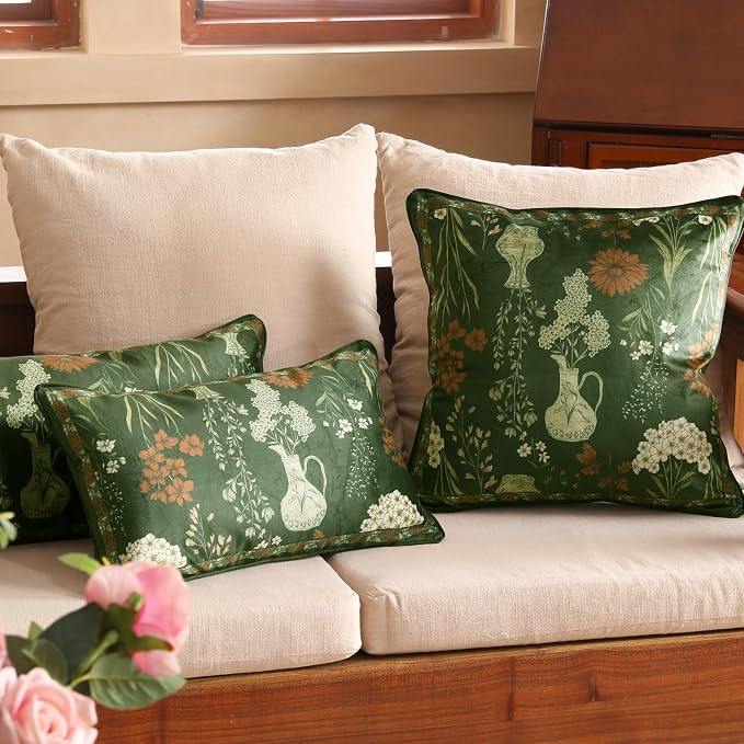 ISAENNE Designer Vintage Velvet Throw Pillow Cover,18"x18"-Nocturne | Pillow Cover,Concealed Zipper Design,Dragonfly Pattern,Sofas,Bedroom,Living Room,Lounge Chairs,All Season Home Decor