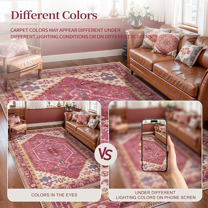 Ciicool Small Area Rug, 2x3ft Boho Rug, Ultra Soft Entry Rugs for Entryway, Non-Slip Washable Rugs Oriental Low-Pile Indoor Mat Floor Carpet for Entrance Bedroom Kitchen Bathroom Foyer Decor