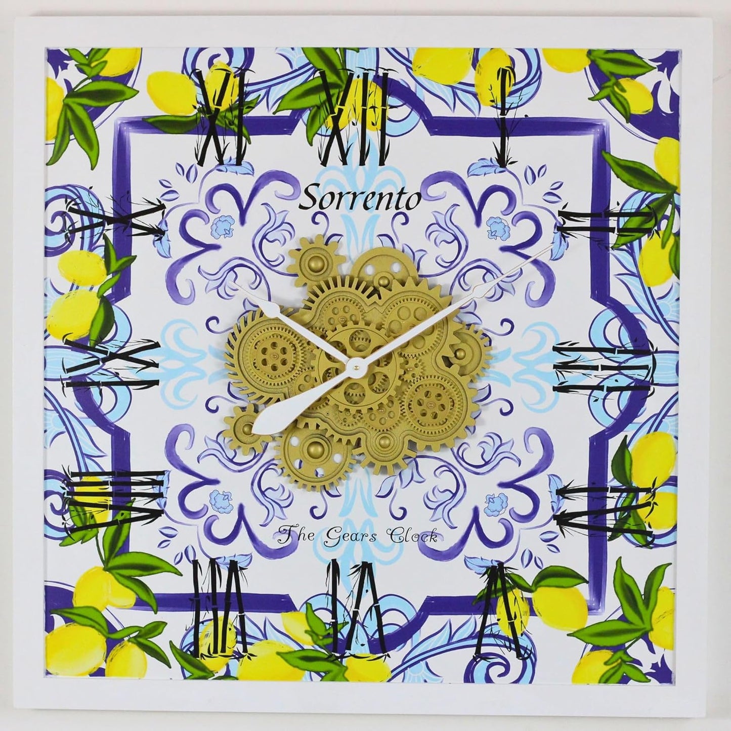 The Gears Clock Wall Clock Italy Collection with Moving Gears (Sorrento, 36 inch Square)