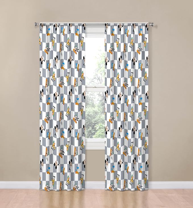 Jay Franco Window Curtains for Kids Bedroom 4-Piece Drape Set with 2 Tiebacks, Multi - Mickey Mouse, 42" W x 84" L (Pack of 2)