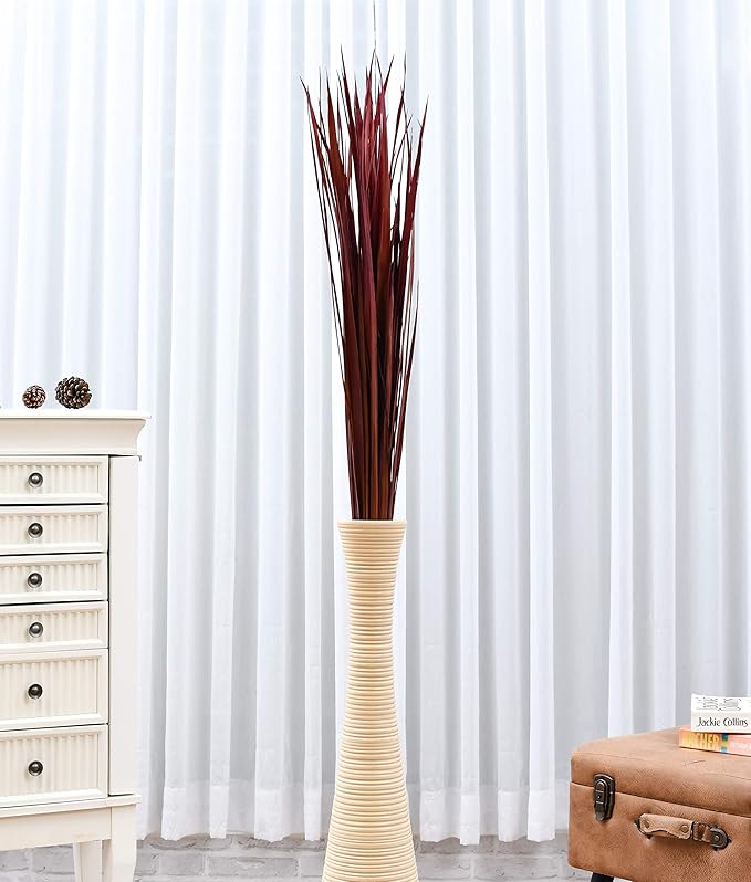 Leewadee Tall Vase Filler, Natural Grass Stems – 2 Bunches of Colored Branches for Vases, Carefully Dried Twigs for Home and Bar Decoration, 45 inches, Bordeaux