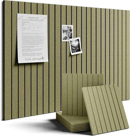 Fluxynara Large Felt Bulletin Board 48" x 36" Cork Board Alternative - 6 Pack with 32 Safe Removable Adhesive Tabs, Cork Boards for Walls Cork Board for Home Office Classroom Pin Board -Olive Green
