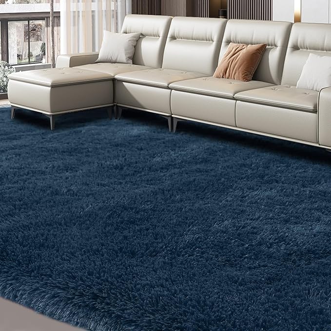 7x10 Area Rugs for Living Room: Navy Blue Area Rug 7 x 10 Carpets for Living Room - Shag Area Rug Modern Indoor Soft Shaggy Fuzzy Floor Carpet for Bedroom (Navy Blue/7x10 Feet)