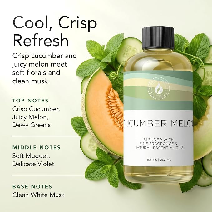 Aroma Country Cucumber Melon Luxury Diffuser Oil Refill (24 Fl Oz) | Hotel-Inspired • Long-Lasting Home Fragrance • for Aromatherapy, Reed Diffusers, Diffuser Machines & Room Sprays