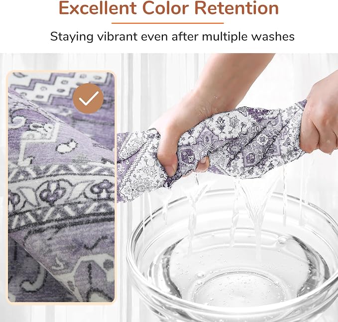 OPPODREAM Soft 10x14 Area Rugs, Washable Rugs 10x14 with Non Slip Backing, Low-Pile Faux Cashmere 10 x 14 Carpet, Purple