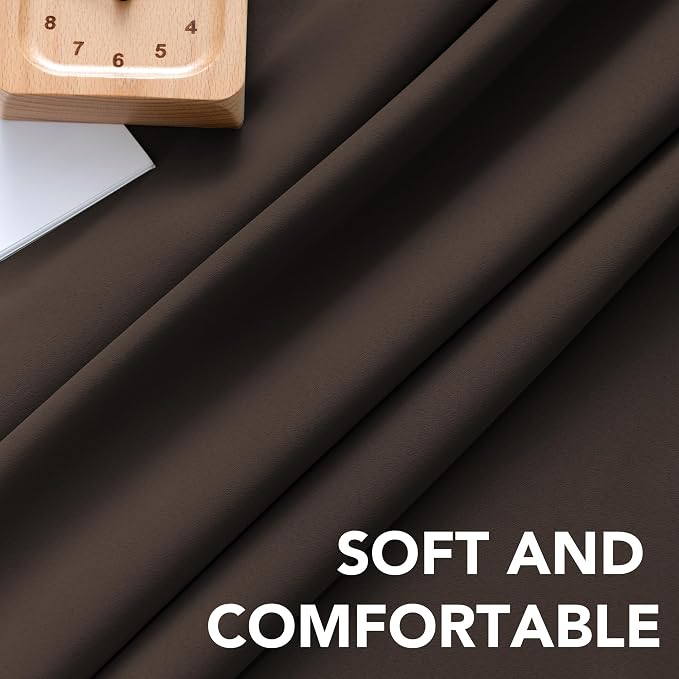 H.VERSAILTEX Blackout Curtains Thermal Insulated Window Treatment Panels Room Darkening Blackout Drapes for Living Room Back Tab/Rod Pocket Bedroom Draperies, 52 x 54 Inch, Chocolate Brown, 2 Panels