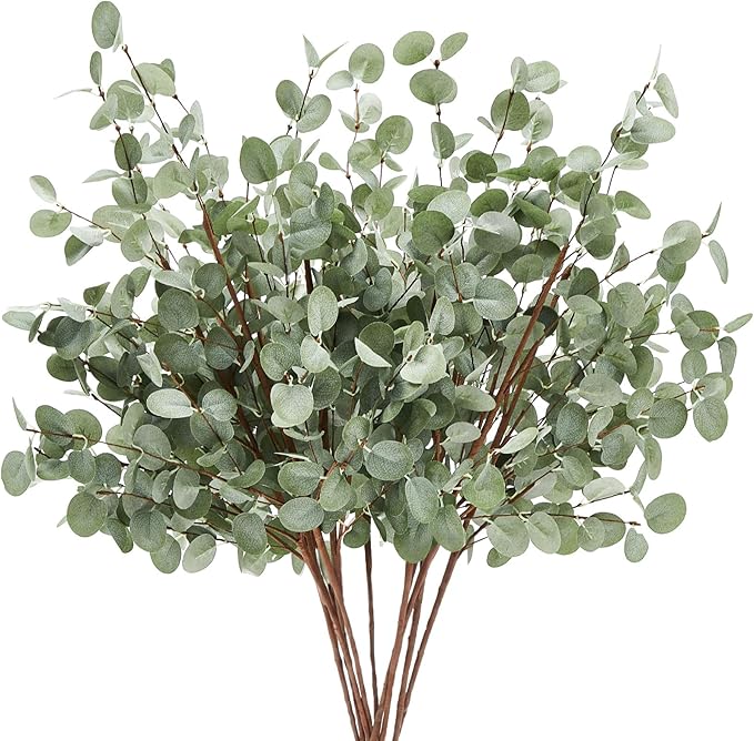 Giegxin 12 Pcs 30" Extra Long Artificial Eucalyptus Stems, Tall Greenery Stems, Fake Eucalyptus Plants for Large Vases, Wedding & Home Party Decor, Realistic Silk Leaves