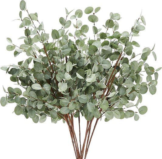 Giegxin 12 Pcs 30" Extra Long Artificial Eucalyptus Stems, Tall Greenery Stems, Fake Eucalyptus Plants for Large Vases, Wedding & Home Party Decor, Realistic Silk Leaves
