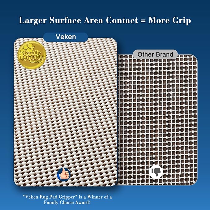 Veken Runner Rug Pad Gripper for Hardwood Floors, Non Slip 2x5 Ft Rug Pads for Area Rugs, Thick Rug Grippers for Tile Floors, Under Carpet Anti Skid Mat, Keep Your Rugs Safe and in Place