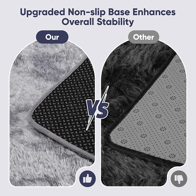 Area Rug for Living Room Bedroom: 5x7 Light Grey Soft Fluffy Shag Upgrade Non-Slip High Pile Carpet Large Fuzzy Plush Indoor Floor Decor Shaggy Rug for Kid Boys Girls Playroom Nursery Modern Home