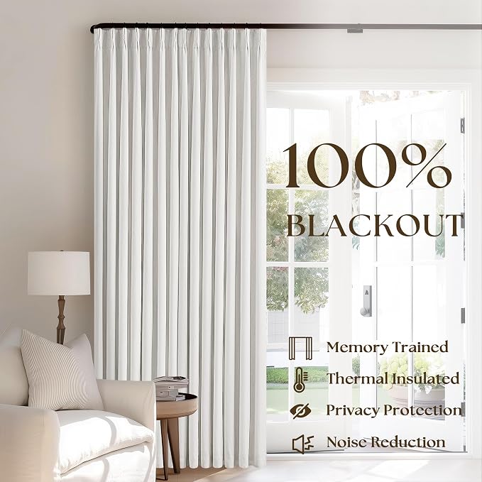 100% Blackout Pinch Pleated Linen Curtains 84 Inch Length 2 Panels for Living Room Bedroom 2 Layer Beige Off White Light Blocking Thermal Insulated Pinch Pleat Room Darkening Curtains 84 Inches Long