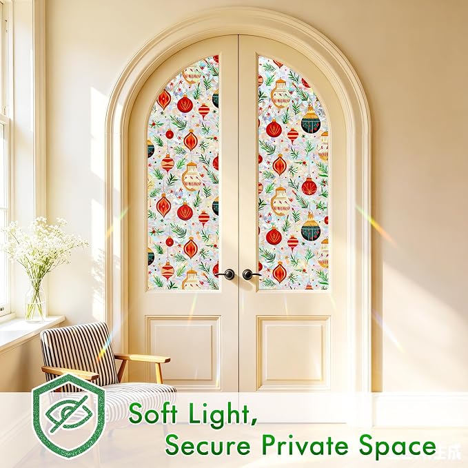 SOMWISE Rainbow Window Privacy Film,Heat Control,UV Blocking,Anti-Glare,Day & Night Privacy Protection & Decoration for Home, Bathroom,Glass Door,Static Cling,Renter-Friendly with Installation Tools