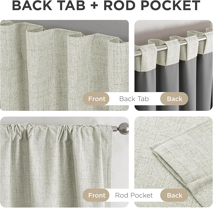 Joydeco Blackout Curtains for Bedroom - 96 Inch Long 100% Light Blocking 2 Panels Light Beige Drapes, Thermal Insulated Room Darkening Curtains, Linen Textured for Living Room, Rod Pocket & Back Tabs