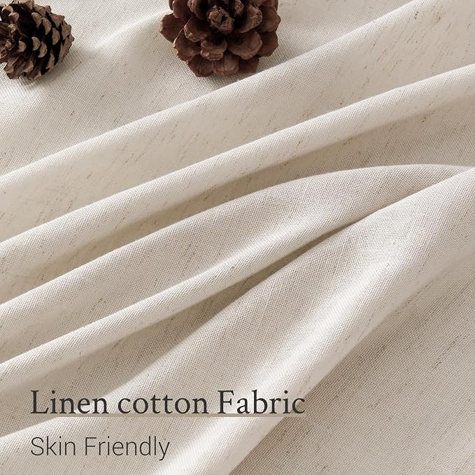 Pinch Pleated 92 Inch Curtains - 2 Panels for Living Room - Oatmeal Linen Curtains - 92 Inches Long - Pinch Pleat Drapes for Track System - Light Filtering Semi Sheer