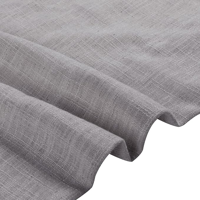 TWOPAGES 34" W x 30" L Linen Blend Cafe Curtains for Kitchen Window, Light Filtering Pinch Pleated Tier Curtains, Modern Farmhouse Half Window Curtains for Small Window, Rock Grey, 2 Panels