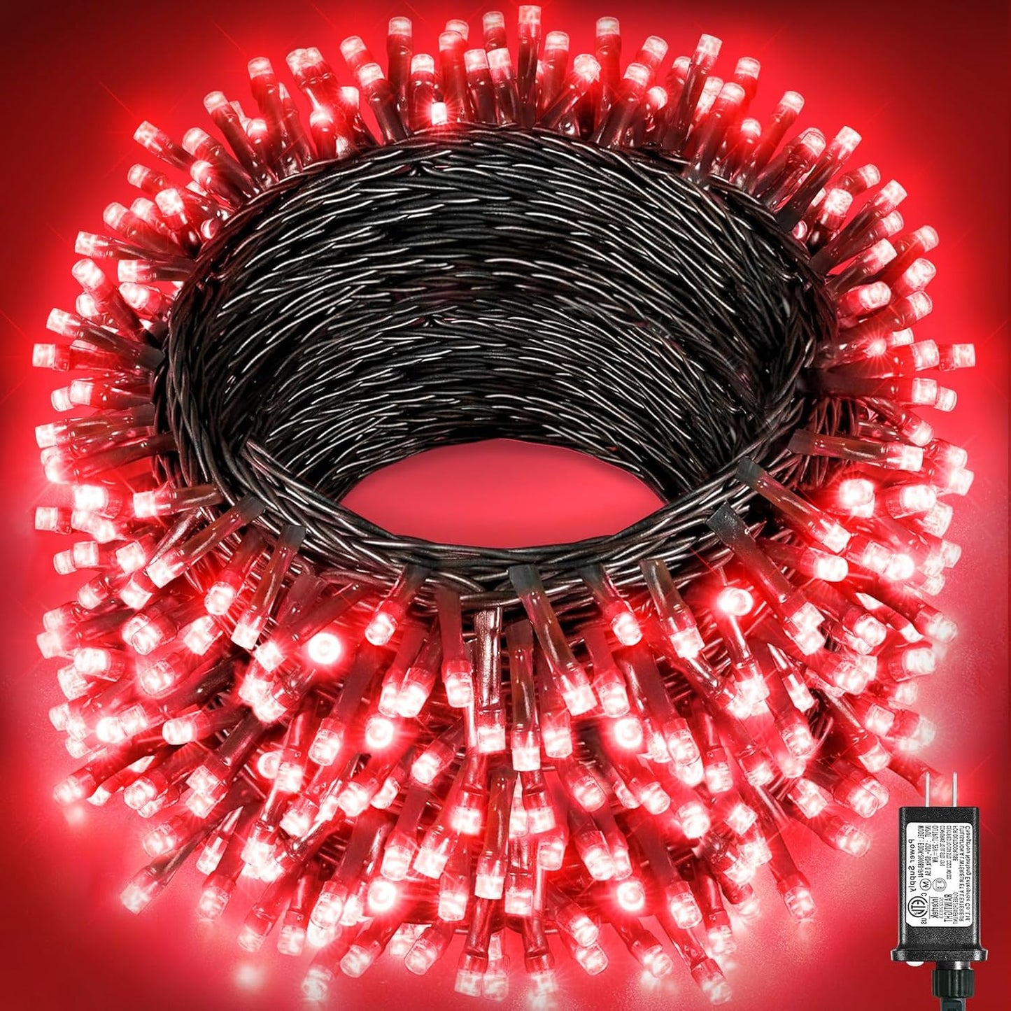 197FT 600 LED Christmas Lights Outdoor, Plug in Christmas Tree Lights 8 Modes, Waterproof String Twinkle Lights for Indoor Room Patio Yard Fence Party Wedding Holiday Decorations, Red