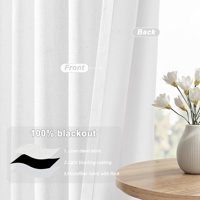 UHITECH Short Linen Blackout Curtains 30 Inches Length for Small Window Panels Back Tab/Rod Pocket Beige Black Out Curtains Basement Thermal Kitchen Drapes 2.5ft