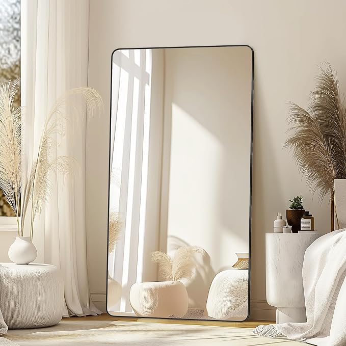 Delma Bathroom Vanity Mirror, Black Framed Bathroom Mirror for Over Sink, High-Definition Bathroom Mirror, Versatile Bathroom Vanity Mirror, Hangs Horizontally or Vertically(55x30, Black)