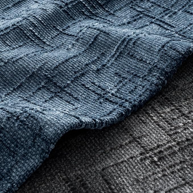 MIULEE Slubby Textured Decorative Throw Pillow Covers 20x20 Inch Set of 2 Boho Farmhouse Soft Cozy Chenille Pillows Cushion Cases Modern Coastal Home Decor for Couch Sofa Bed Living Room, Navy Blue