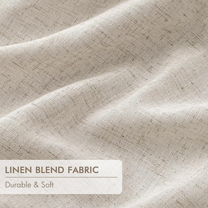 MIULEE Beige Pinch Pleated 100% Blackout Linen Curtains 90 Inch Length 2 Panels Set, Black Out Memory Trained Pleat Curtains Light Blocking Room Darkening Drapes for Bedroom Living Room Window