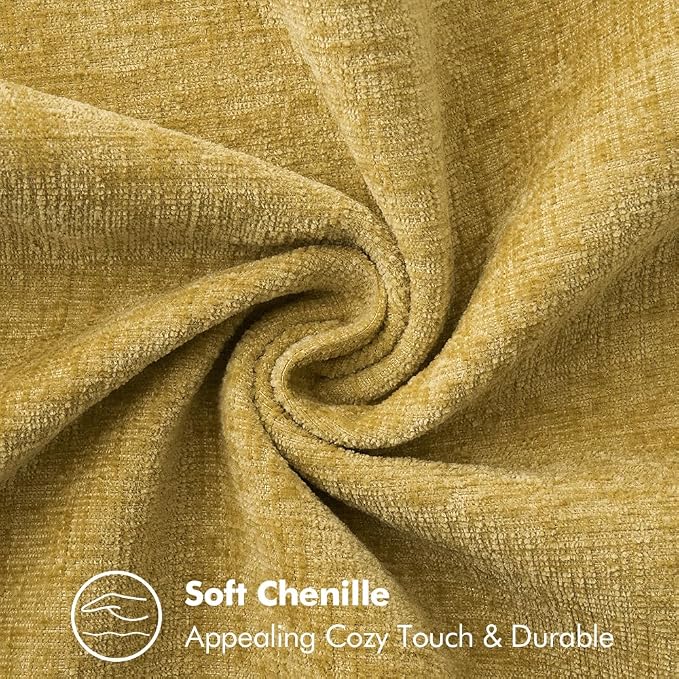 MIULEE Pack of 2 Couch Throw Pillow Covers 18x18 Inch Mustard Yellow Farmhouse Decorative Pillow Covers with Stitched Edge Soft Chenille Solid Dyed Pillow Covers for Sofa Bed Living Room