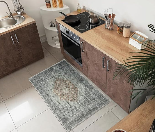Keen Home Design 24"x36" Rug - Machine Washable Entry Rug with Non-Slip Backing, Ideal for Enteryway, Kitchen, Bathroom, Laundry Room - Vintage, Easy Clean, Durable, Low Pile - (2' x 3')