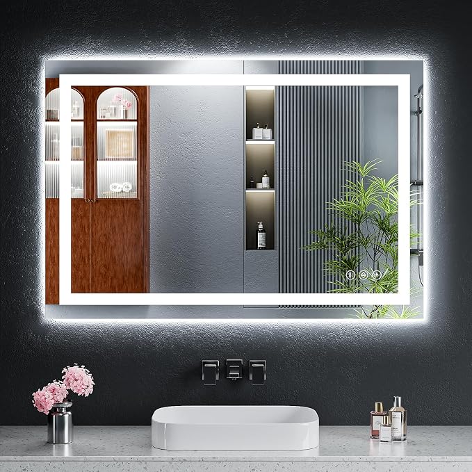 38"x26" LED Bathroom Mirror with Lights, Backlit + Front Lit with CRI>90, Lighted Mirror for Bathroom, Anti-Fog, Dimmable Brightness, 3 Colors, Memory Function, Shatterproof Tempered Glass