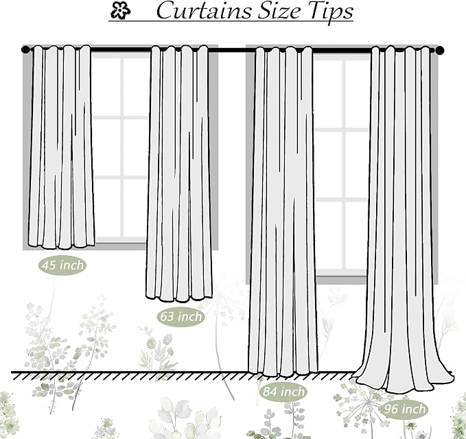 XTMYI Short Bathroom Curtains for Small Window,80% Blackout Watercolor Eucalyptus Wildflowers Boho Curtains for Kitchen Nursery,45 Inch Length,Sage Green and Grey