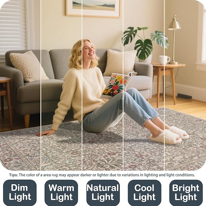 Washable 2x3 Entry Rug, Front Door Rugs Indoor, Vintage Floral Area Rugs for Kitchen, Non-Slip Bathroom Small Rugs, Perfect for Entryway Decor Door Mat (2x3 Moss)