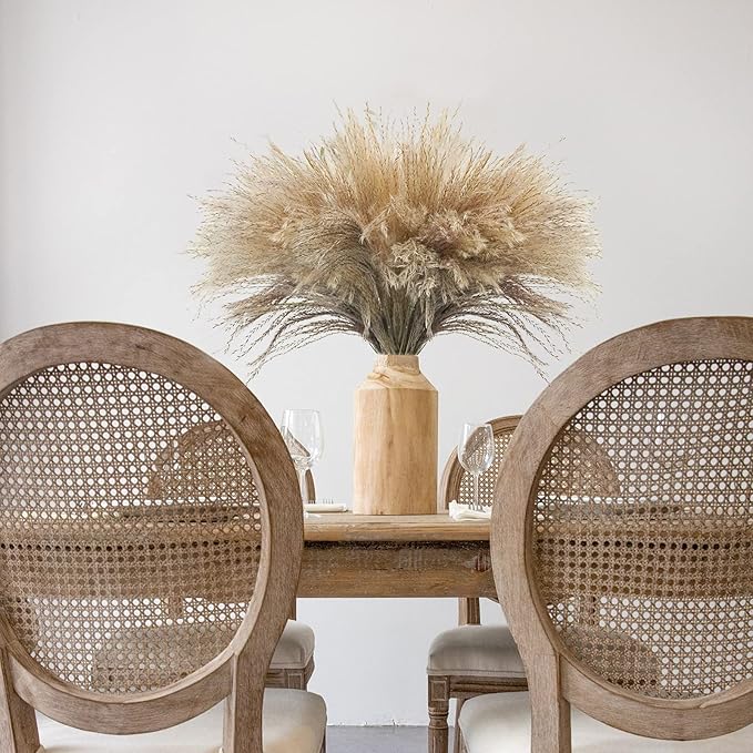 Uieke 500Pcs Natural Dried Pampas Grass Plume 17inch Tall Dried Flowers Bulk Reed Dried Plants for Wedding Flower Arrangements Farmhouse Wreath Door Centerpiece Home Décor Brown