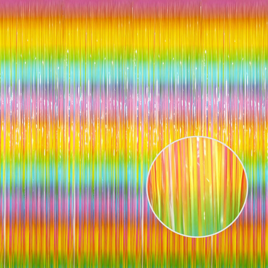 GOER 3.2 ft x 8.2 ft Metallic Tinsel Foil Fringe Curtains Party Photo Backdrop Party Streamers for Birthday,Graduation,New Year Eve Decorations Wedding Decor(3 Packs,Candy Macaroon Multicolor)