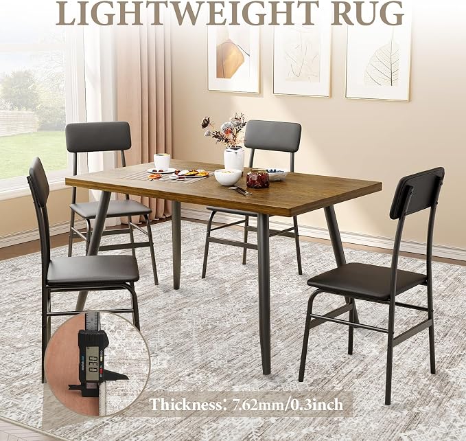 Area Rug Living Room Rugs 5x7 - Large Soft Boho Geometric Rugs, Non-Slip Foldable Washable Area Rug Non Shedding Morden Indoor Floor Carpet for Living Bedroom Office Dining Room(Ivory Mocha,5'x7')