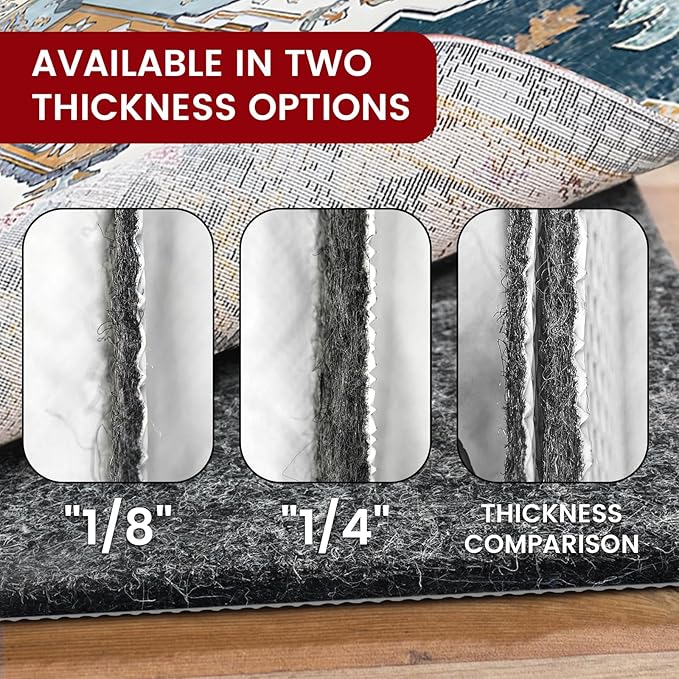 Waterproof Rug Pad, 2x3 ft Area Rug Non-Slip Carpet Pad, 1/4" Thick Non-Slip Rug Pads for All Floors and Finishes, Felt Pad for Hardwood Floors, Keeps Carpets in Place Soft and Safe