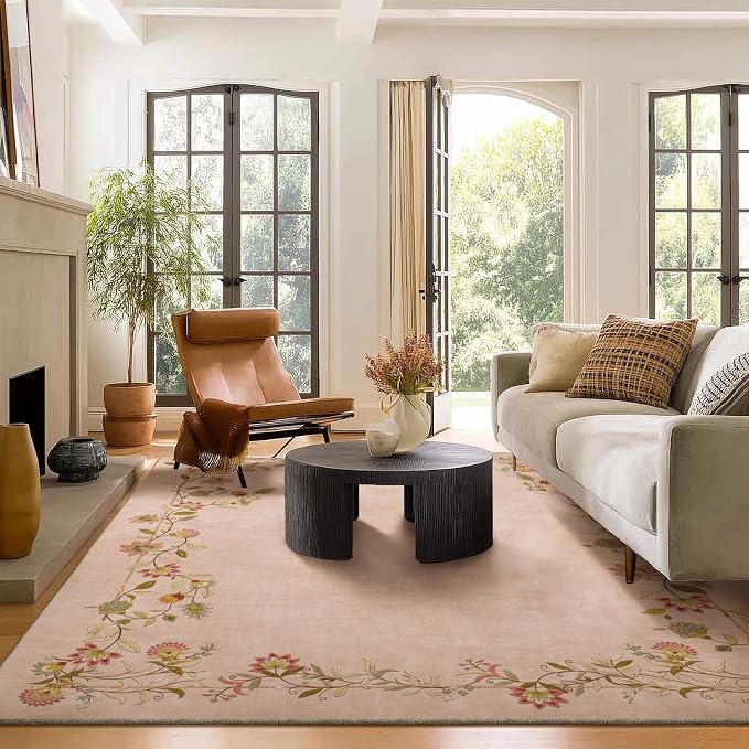 palohom 6x9 Area Rugs for Living Room: Washable Bedroom Rug Stain Resistant Non Slip Low Pile Ultra Soft Faux Wool Lightweight Large Rugs for Dining Room Kitchen Farmhouse Nursery Home Office Indoor