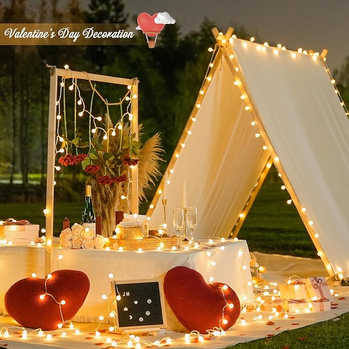 100ft Globe String Lights Indoor Outdoor Waterproof, 200 LED Christmas fairy Lights Plug in with Remote, Connectable Hanging Lights for Bedroom Classroom Camping Patio Wedding Garden Decor, Warm White | 200 LED Christmas fairy Lights Plug in, Connectab...