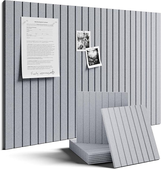 Fluxynara Large Felt Bulletin Board 36"x24" Cork Board Alternative - 6 Pack with 32 Safe Removable Adhesive Tabs, Cork Boards for Walls Felt Board for Home Office Classroom Pin Board-Soft Gray