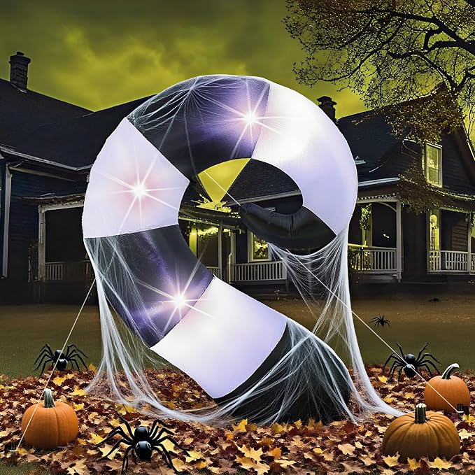 VIHOSE 4.69 ft Halloween Worm Inflatable Decoration Blow up Inflatable Worm Built-in LED Lights for Halloween Outdoor Garden Lawn Scary Party Decor