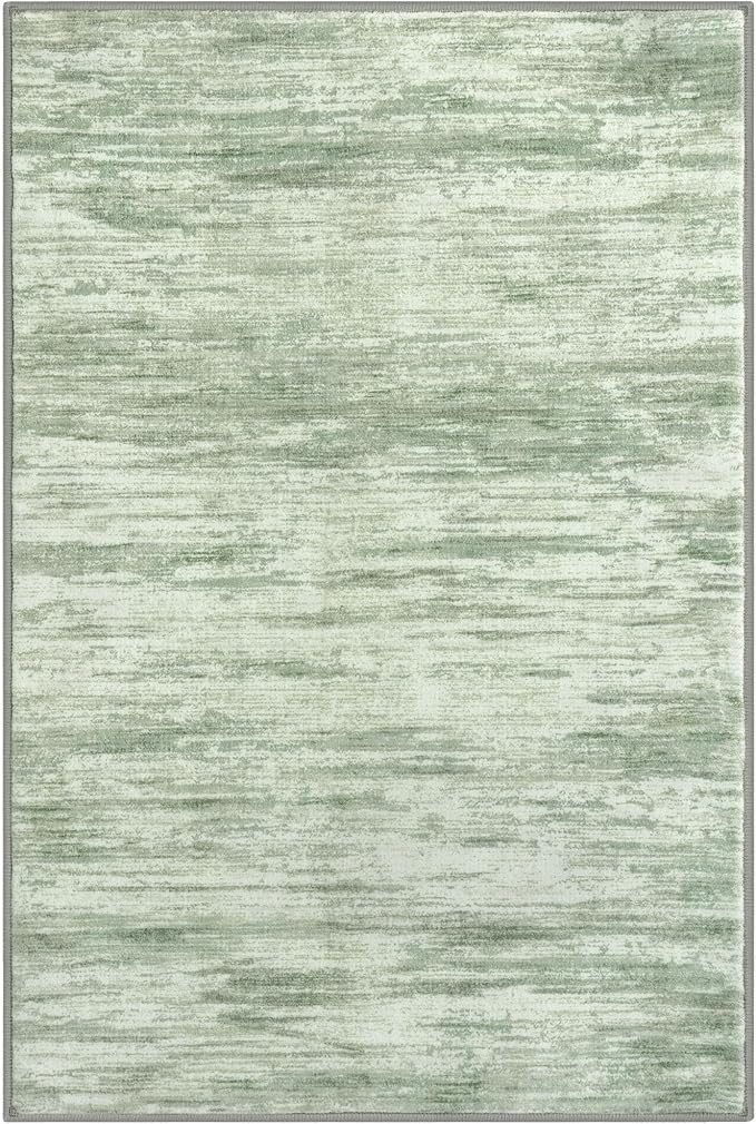 SIILOOM 2x3 Modern Abstract Rug for Entryway, Lime Green Super Soft Small Area Rug, Washable Non-Slip Kitchen Rugs, Low-Pile Mat for Bedside, Indoor Door Mat