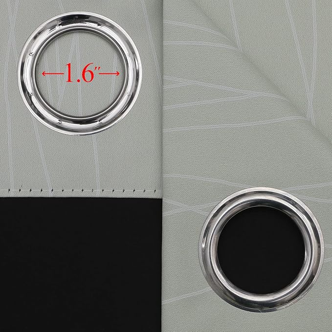 Estelar Textiler Sage and Greyish White Blackout Curtains 45 Inch Length, Light Blocking Gradient Drapes for Bedroom, Thermal Insulated Grommet Ombre Curtains for Bathroom,52Wx45L,2 Panels